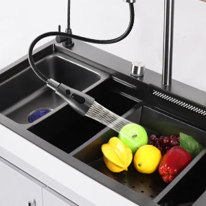Sleek and sophisticated kitchen sink with digital features