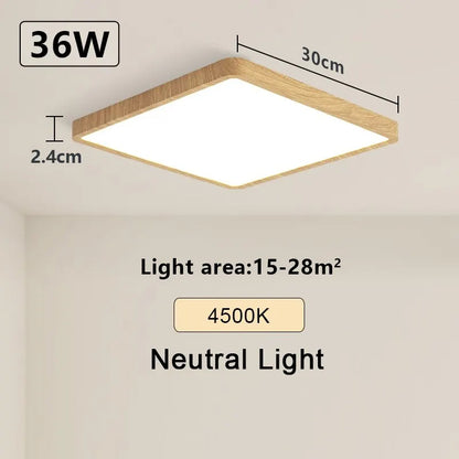 Contemporary Interior Design - Elevate your decor with the modern aesthetic of this wood-grain smart ceiling light