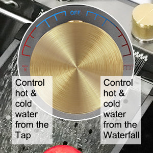 Smart kitchen sink with waterfall design and digital interface