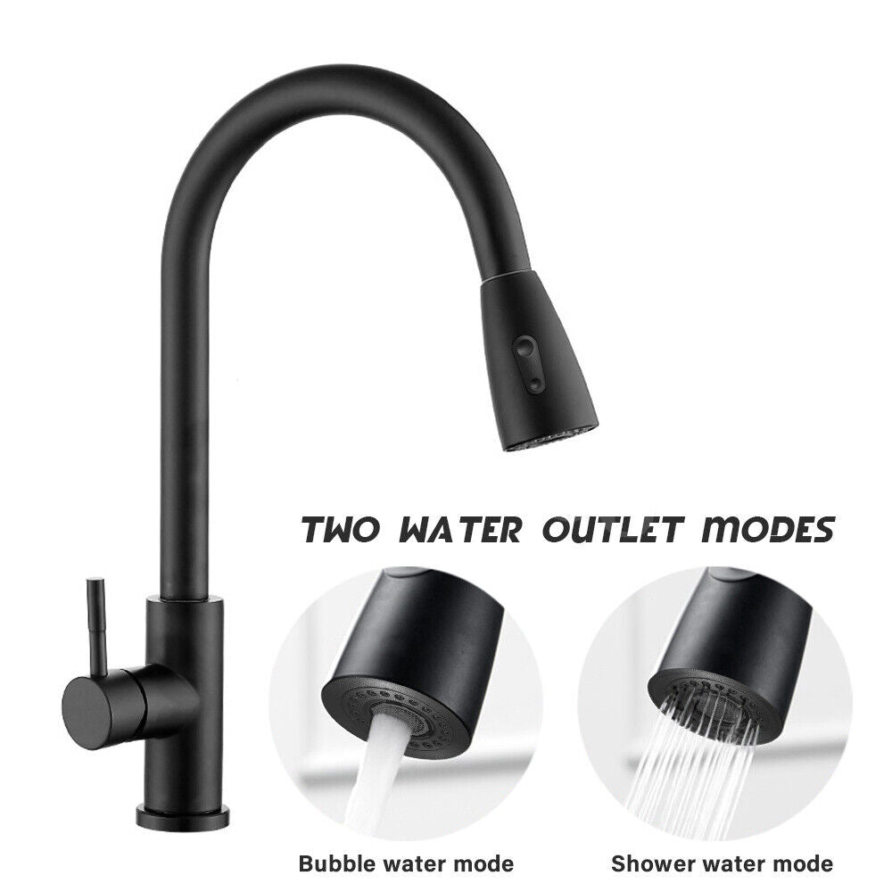 An elegant stainless steel faucet featuring two spray options.